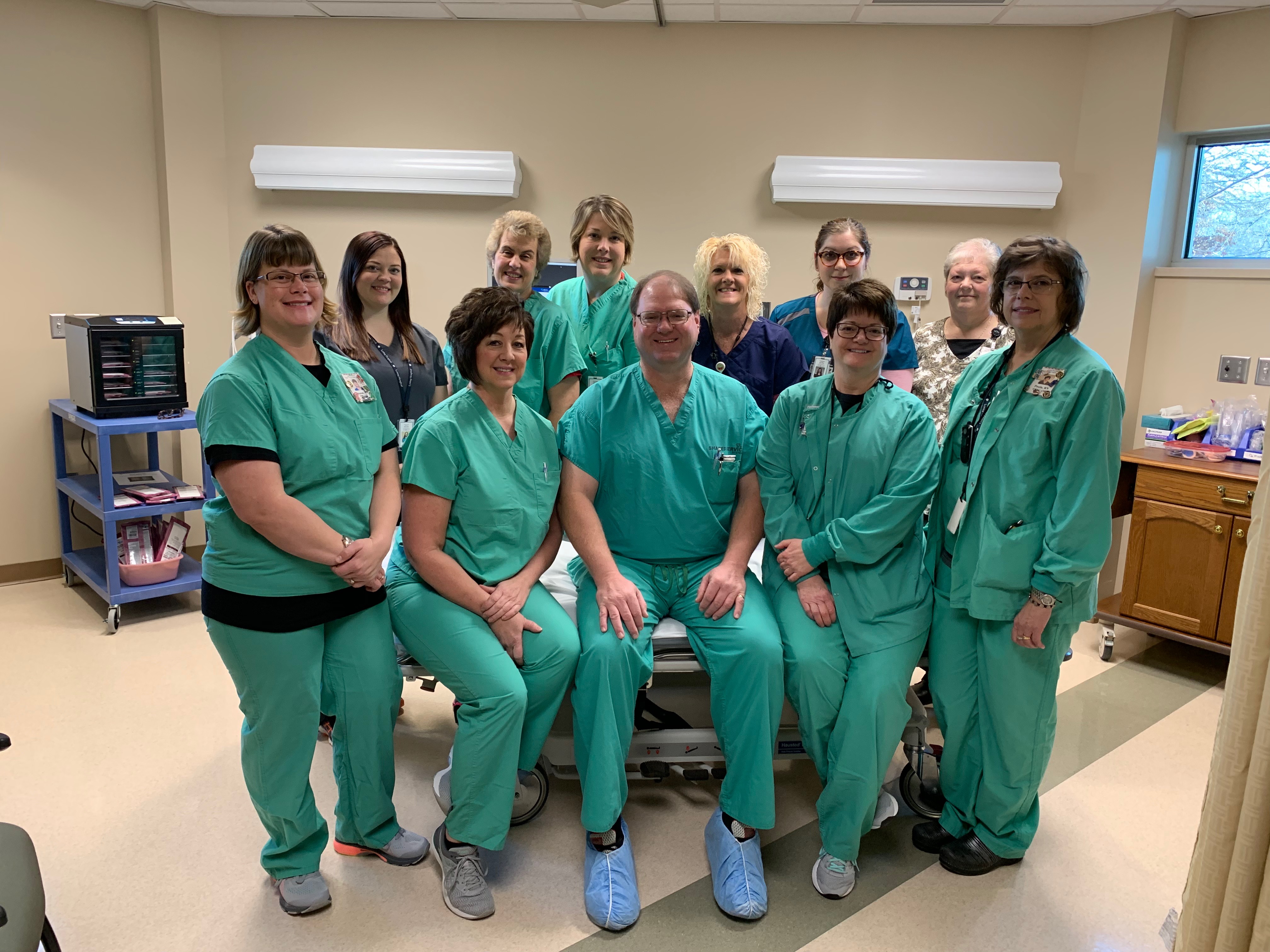 Dr. Ronald Cheney with Loring Hospital nurses