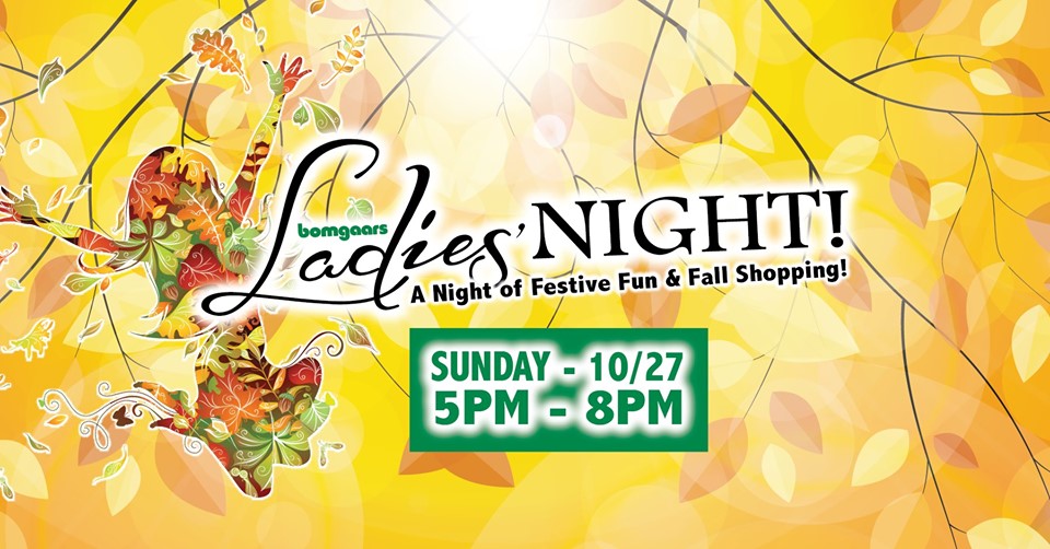 Bomgaars logo with fall leaves.